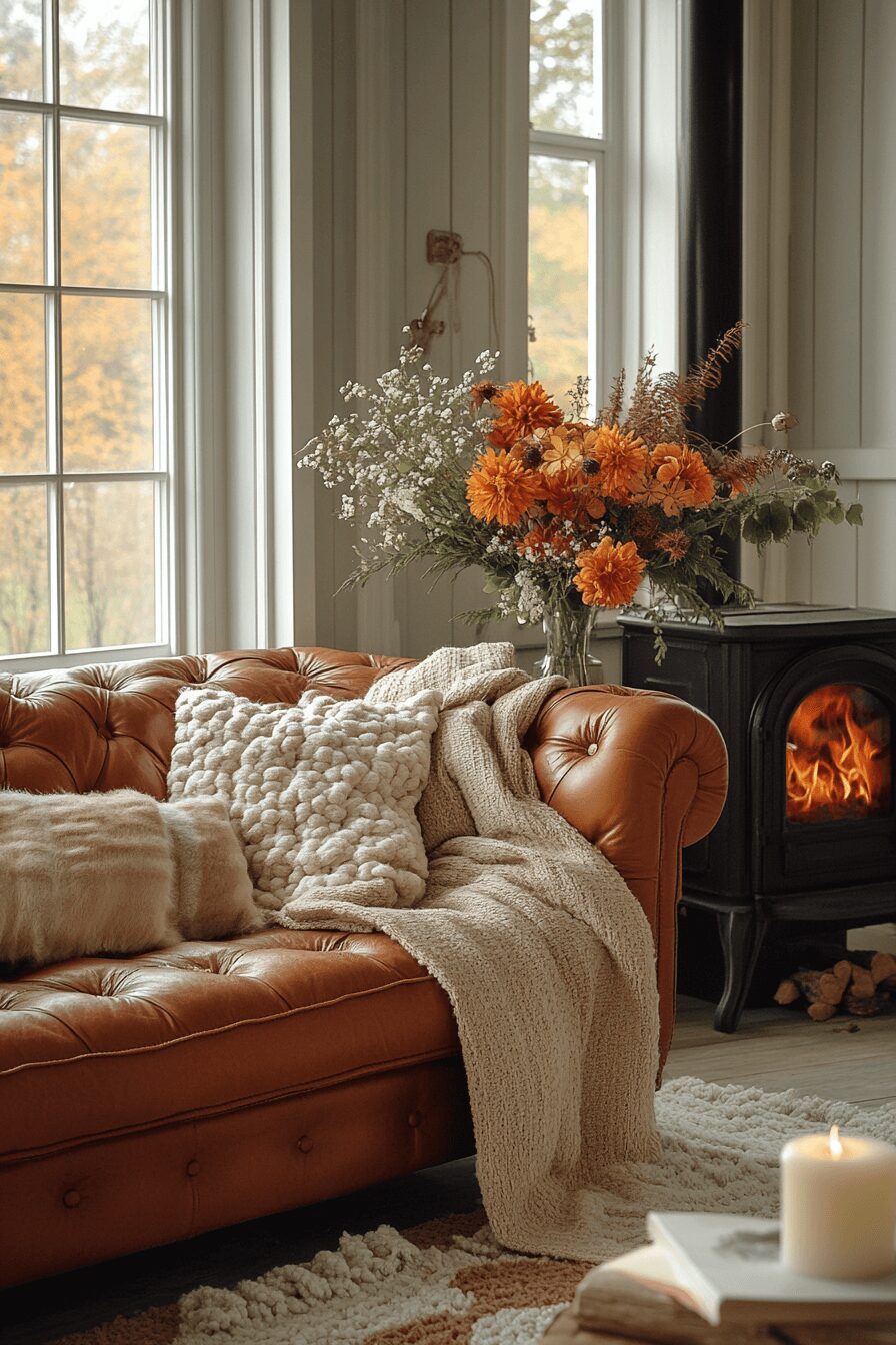 29 Cognac Couch Living Room Ideas That Make Your Space Feel Inviting 19 cognac couch living room ideas