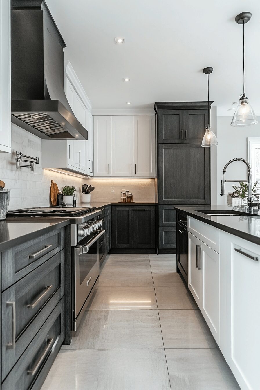 29 Grey and White Kitchen Cabinets That Create a Warm and Happy Kitchen 19 grey and white kitchen cabinets