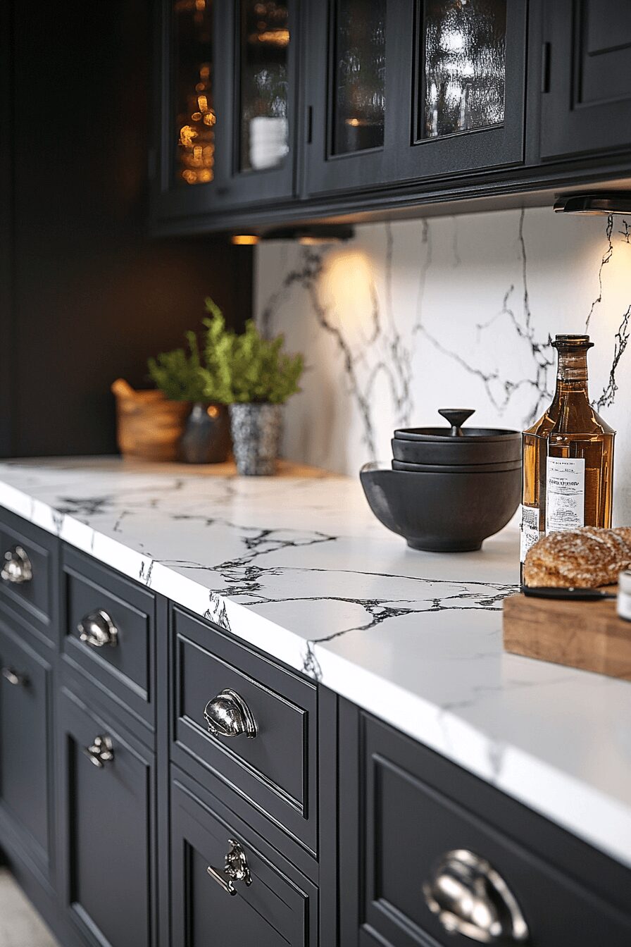 29 Black Cabinets White Countertops That Define Modern Perfection 2 black cabinets white countertops