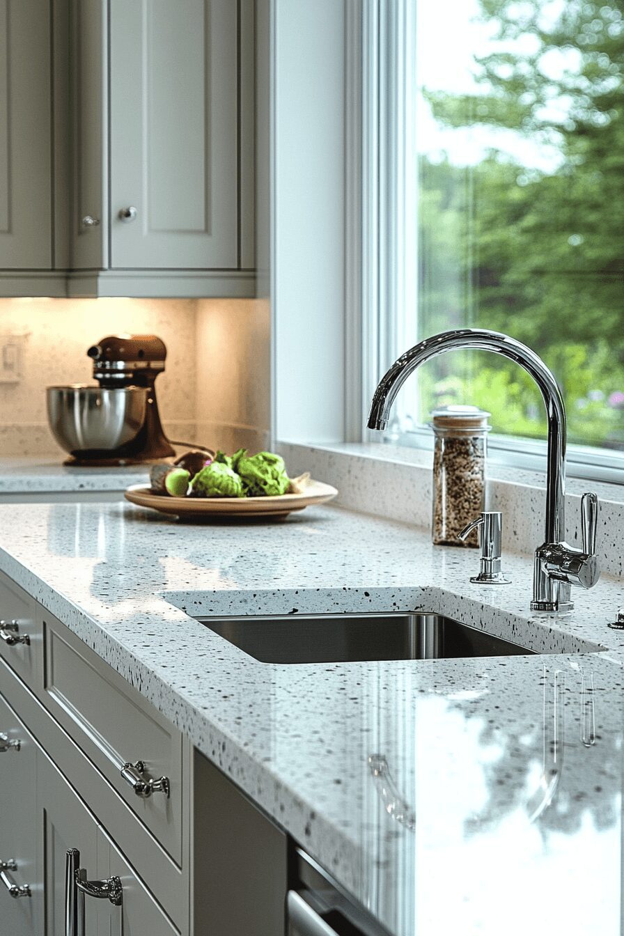 29 White Granite Countertops to Add Fresh Elegance to Your Home 2 white granite countertops