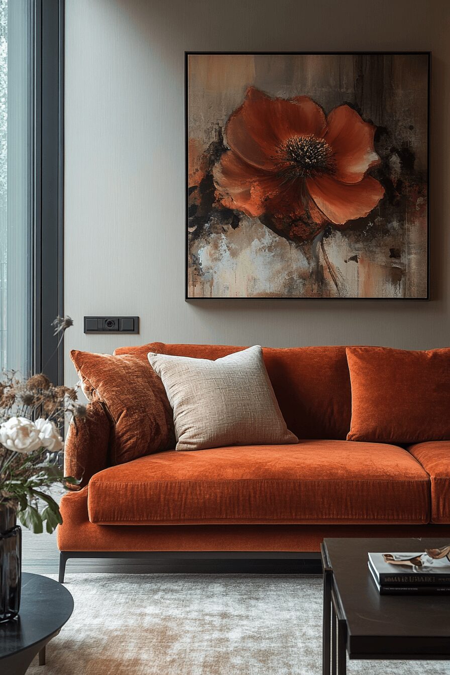 29 Rust Couch Living Room Ideas That Make Your Space Pop 21 rust couch living room ideas