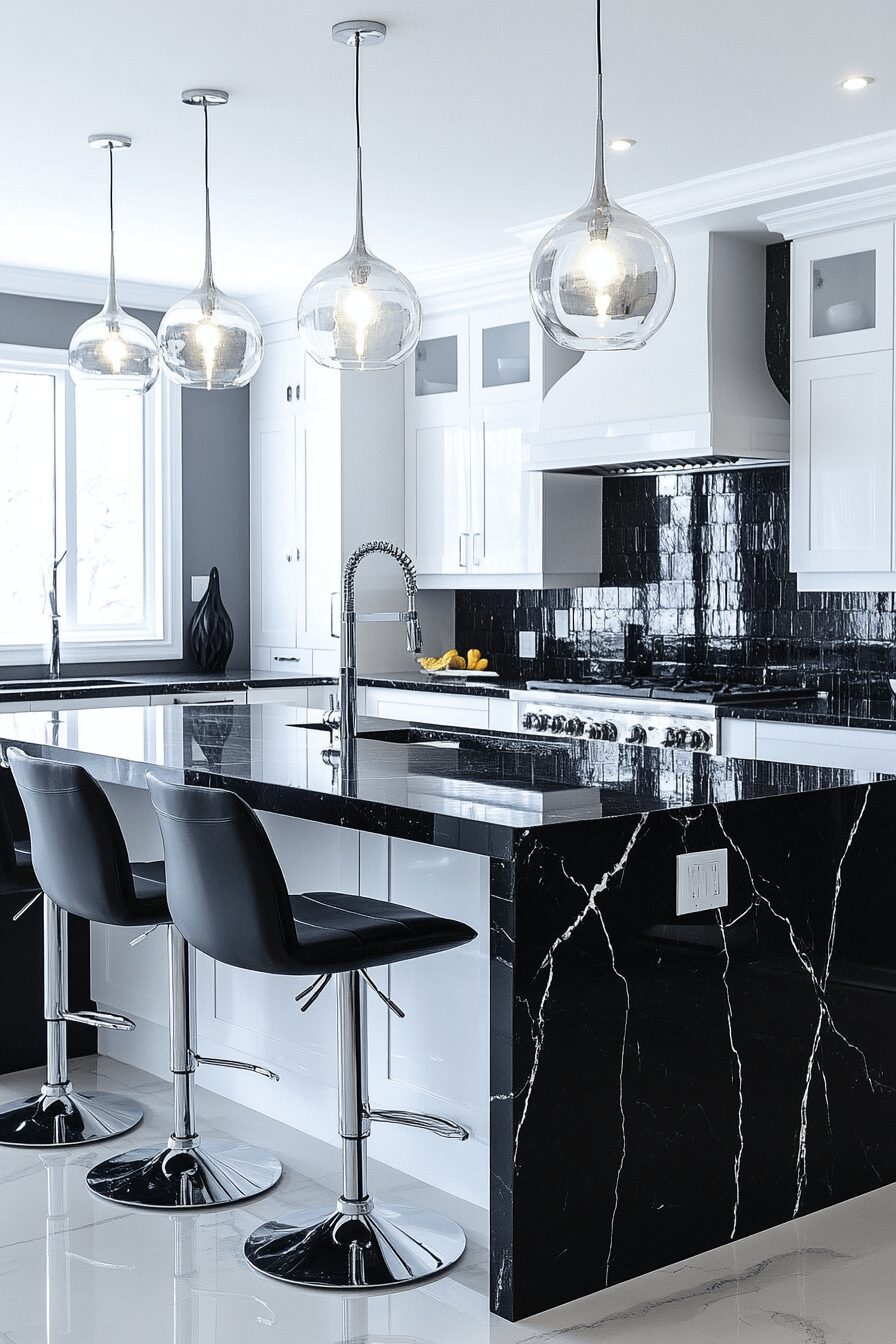 29 Black Marble Countertops That Make a Bold Design Statement 22 black marble countertops