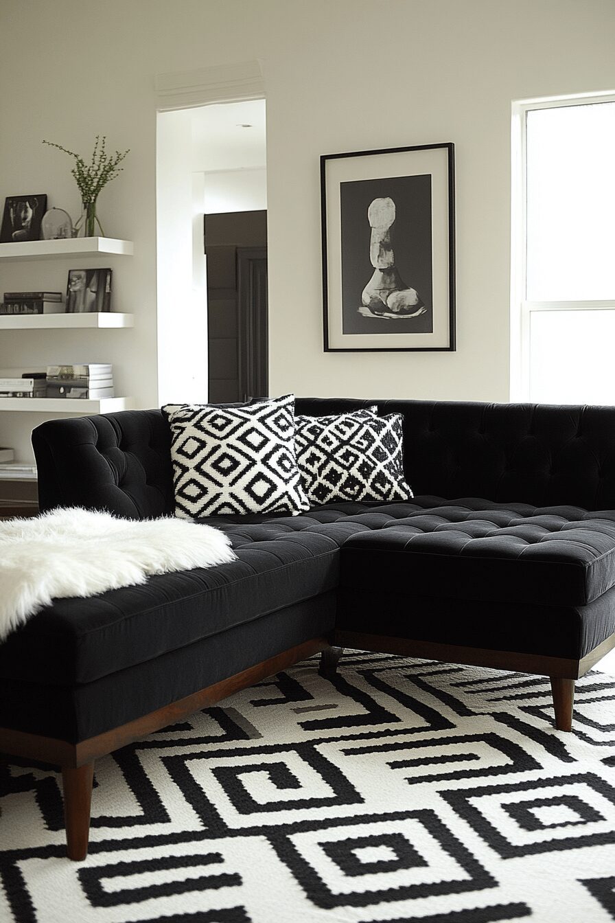 29 Dark Couch Living Room Ideas That Add Depth and Cozy Charm 23 dark couch living room