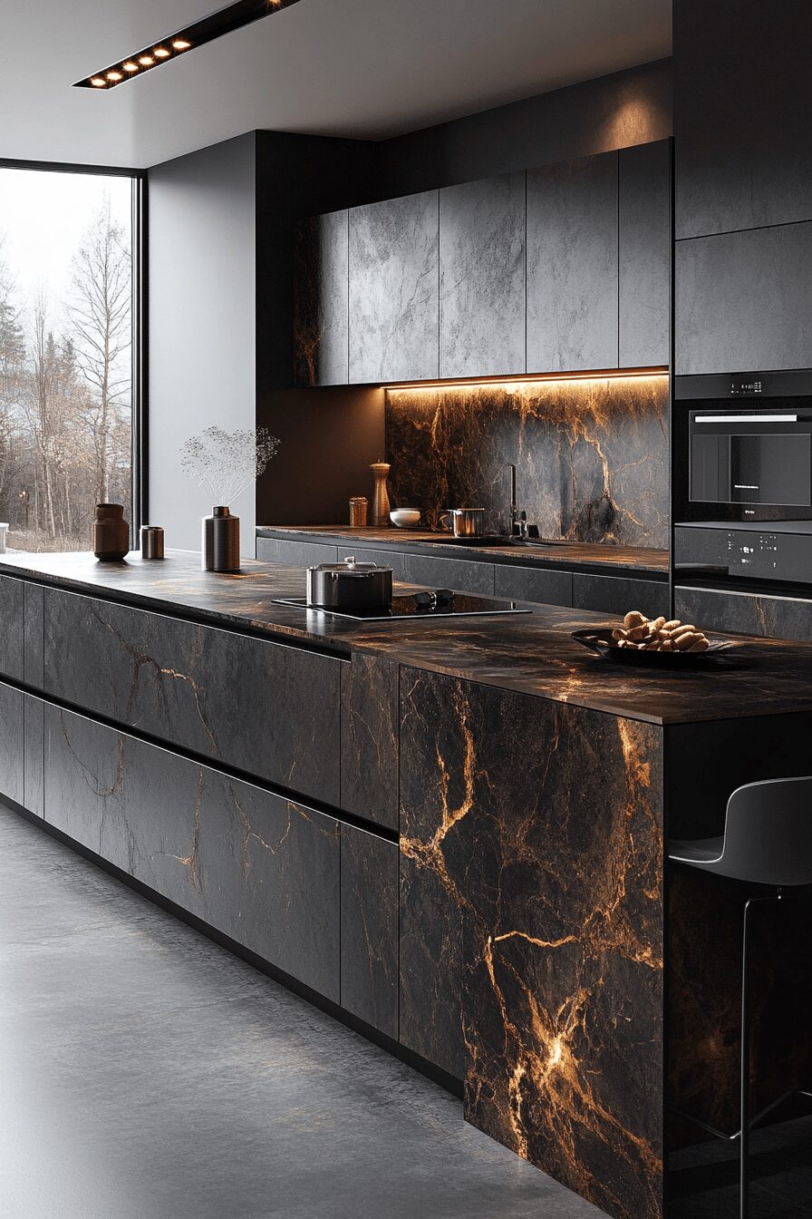 29 Black Marble Countertops That Make a Bold Design Statement 23 black marble countertops