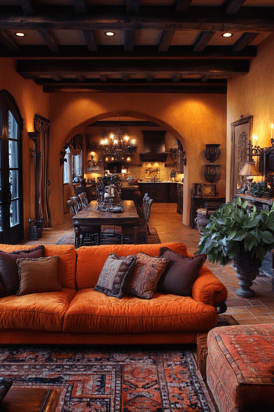 29 Orange Couch Living Room Inspirations That Make Your Space Pop 25 orange couch living room