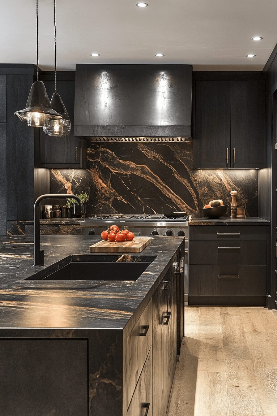 29 Black Marble Countertops That Make a Bold Design Statement 26 black marble countertops