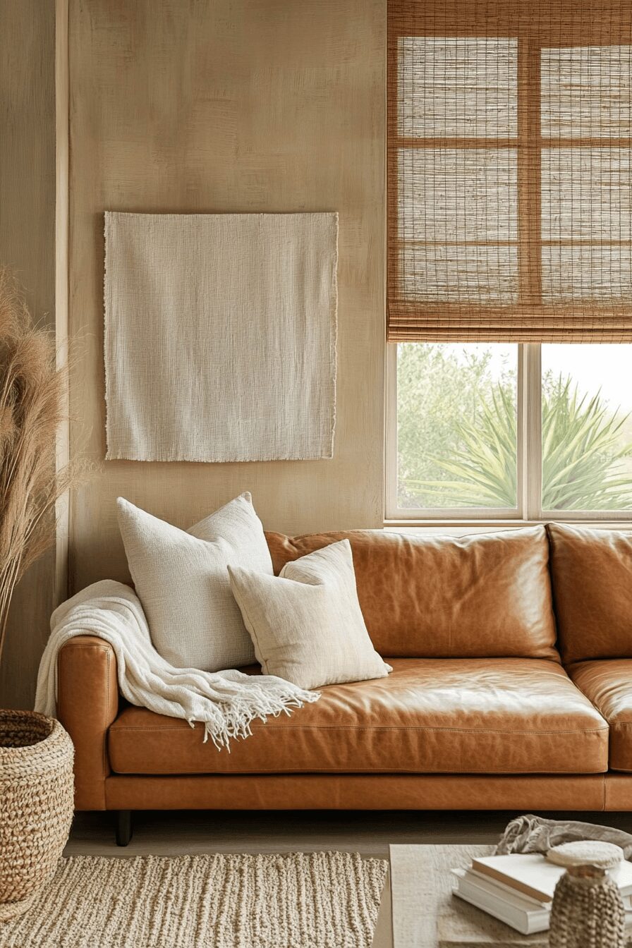 29 Cognac Couch Living Room Ideas That Make Your Space Feel Inviting 27 cognac couch living room ideas