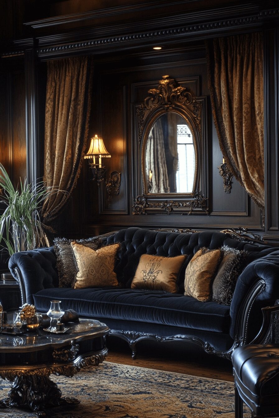 29 Dark Couch Living Room Ideas That Add Depth and Cozy Charm 28 dark couch living room