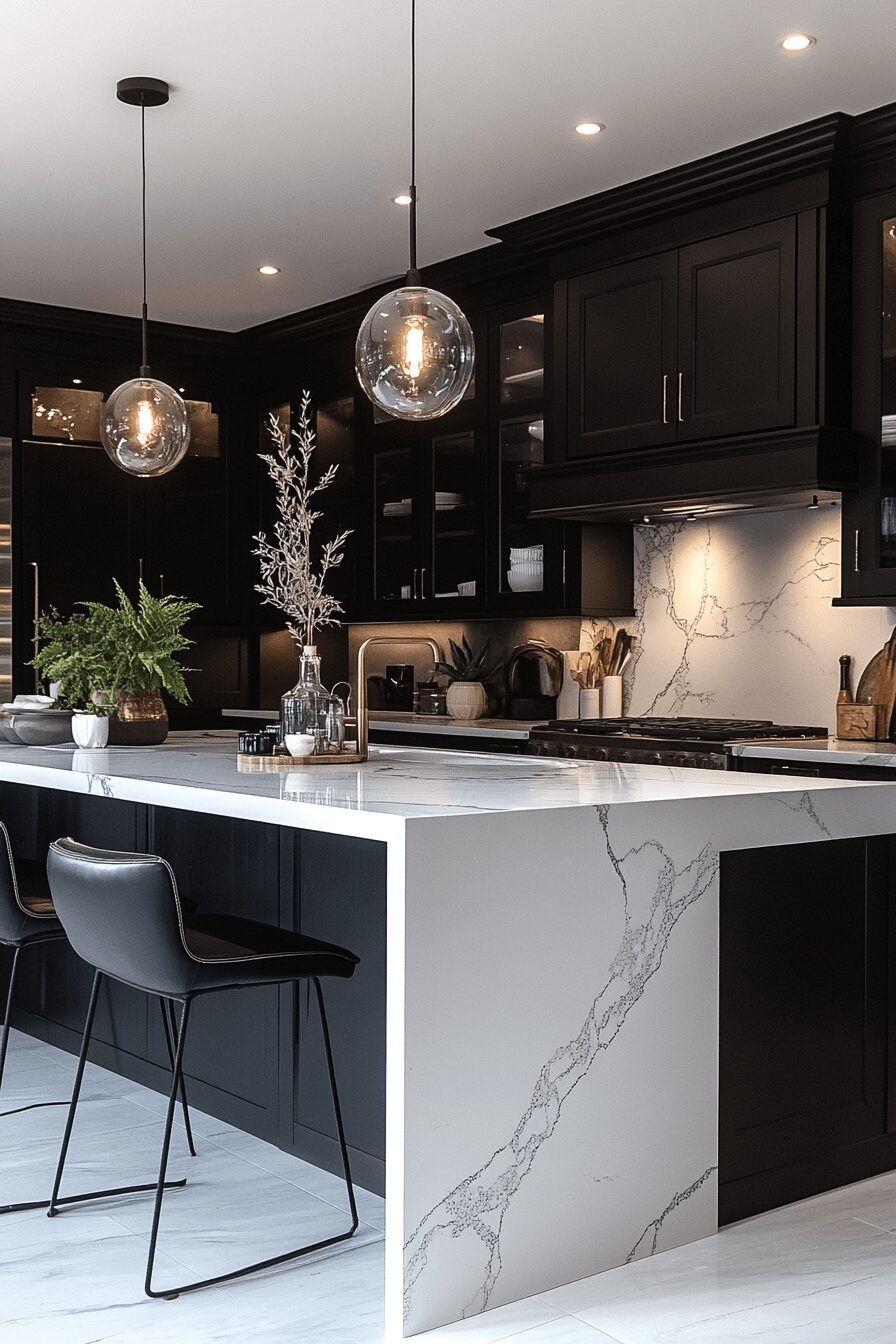29 Black Cabinets White Countertops That Define Modern Perfection 29 black cabinets white countertops