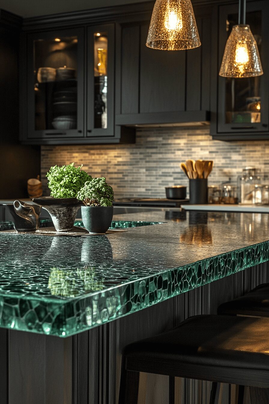 29 Recycled Glass Countertops That Sparkle With Sustainable Style - Recycled Glass Countertops In Mountain Developments