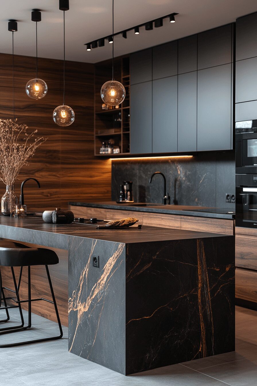 29 Black Marble Countertops That Make a Bold Design Statement 3 black marble countertops