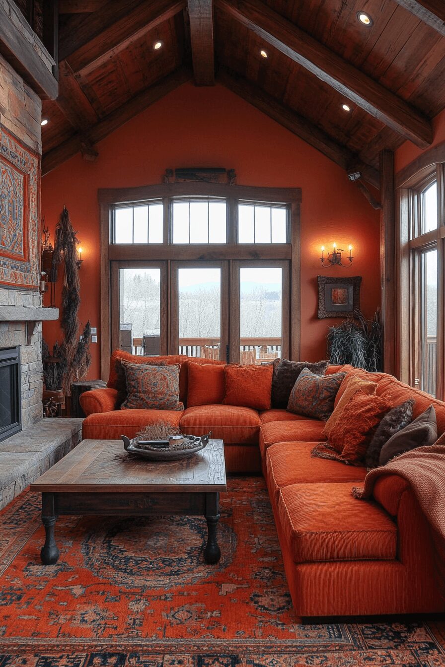 29 Orange Couch Living Room Inspirations That Make Your Space Pop 4 orange couch living room