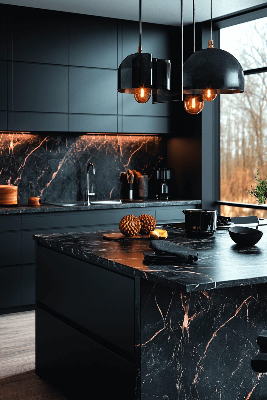 29 Black Marble Countertops That Make a Bold Design Statement 4 black marble countertops