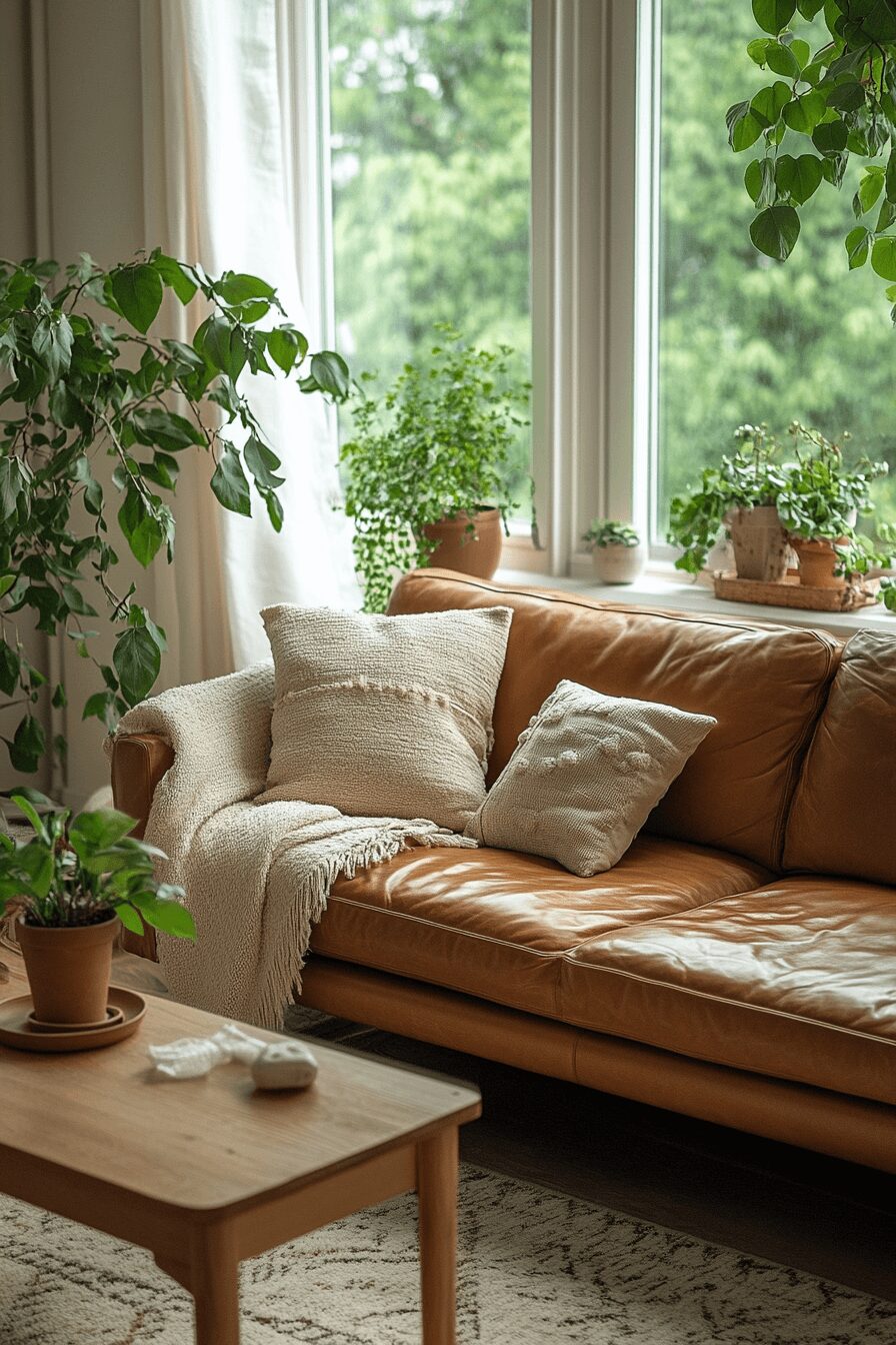 29 Cognac Couch Living Room Ideas That Make Your Space Feel Inviting 4 cognac couch living room ideas