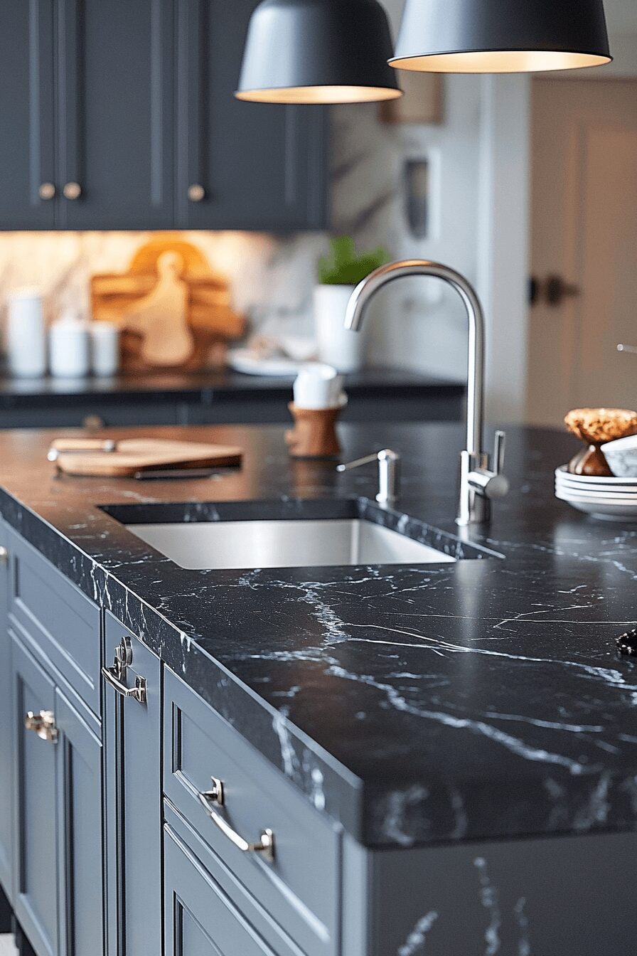29 Black Marble Countertops That Make a Bold Design Statement 5 black marble countertops