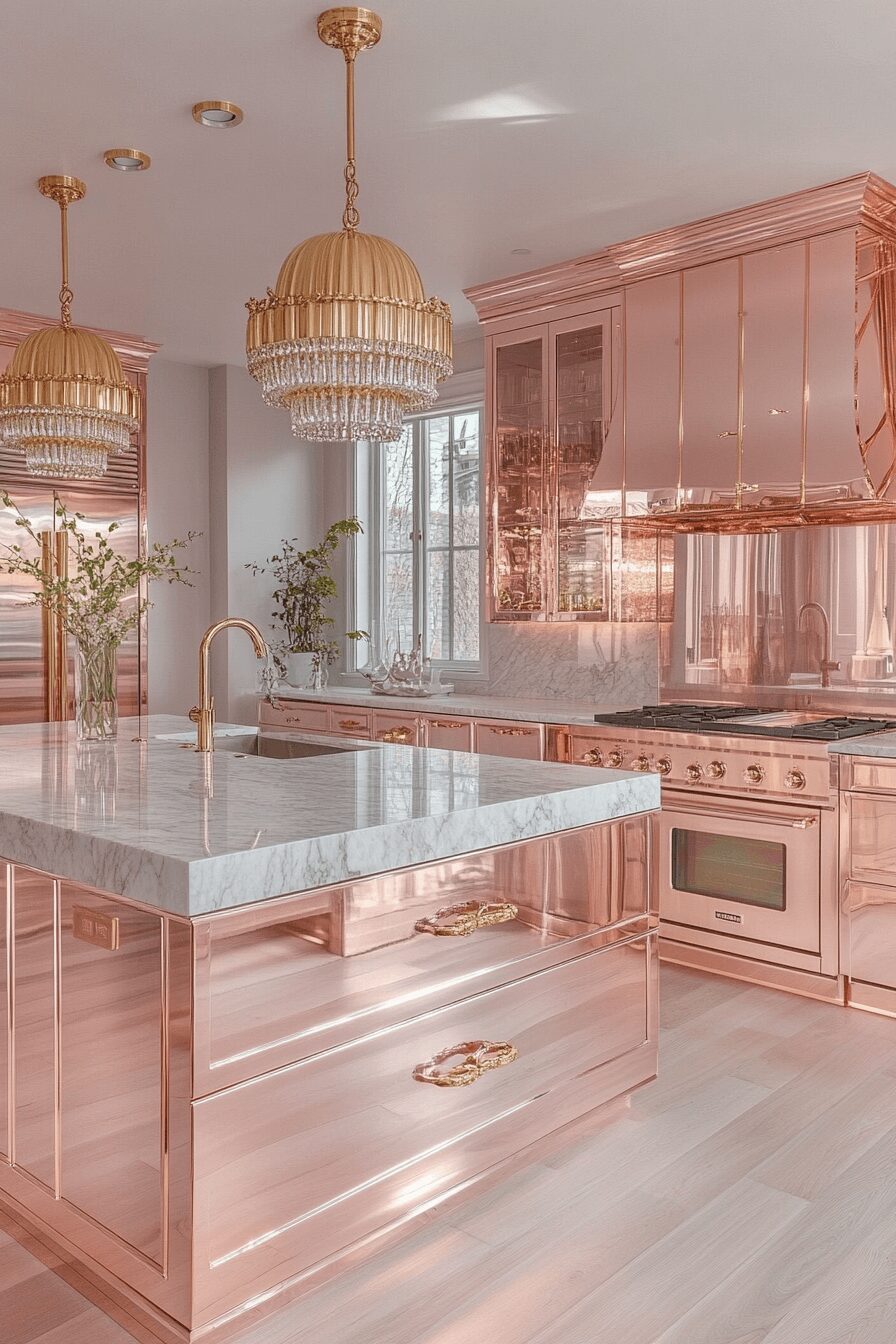 29 Rose Gold Kitchen Cabinets That Elevate Your Home’s Style 6 rose gold kitchen cabinets