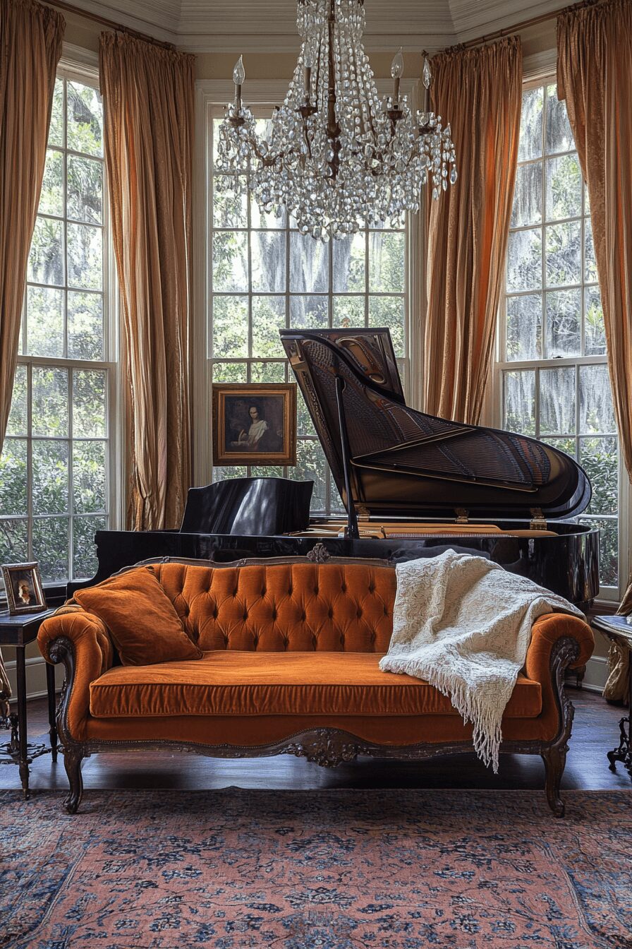 29 Orange Couch Living Room Inspirations That Make Your Space Pop 6 orange couch living room