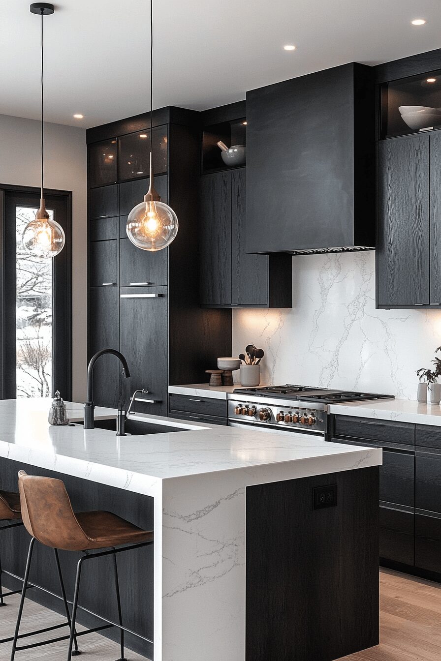 29 Black Cabinets White Countertops That Define Modern Perfection 6 black cabinets white countertops
