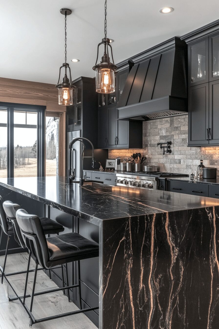 29 Black Marble Countertops That Make a Bold Design Statement 7 black marble countertops