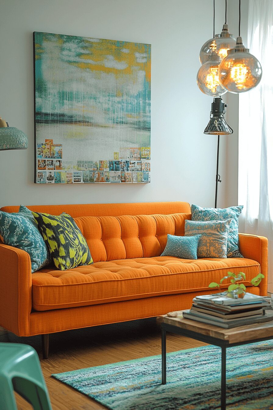 29 Orange Couch Living Room Inspirations That Make Your Space Pop 7 orange couch living room