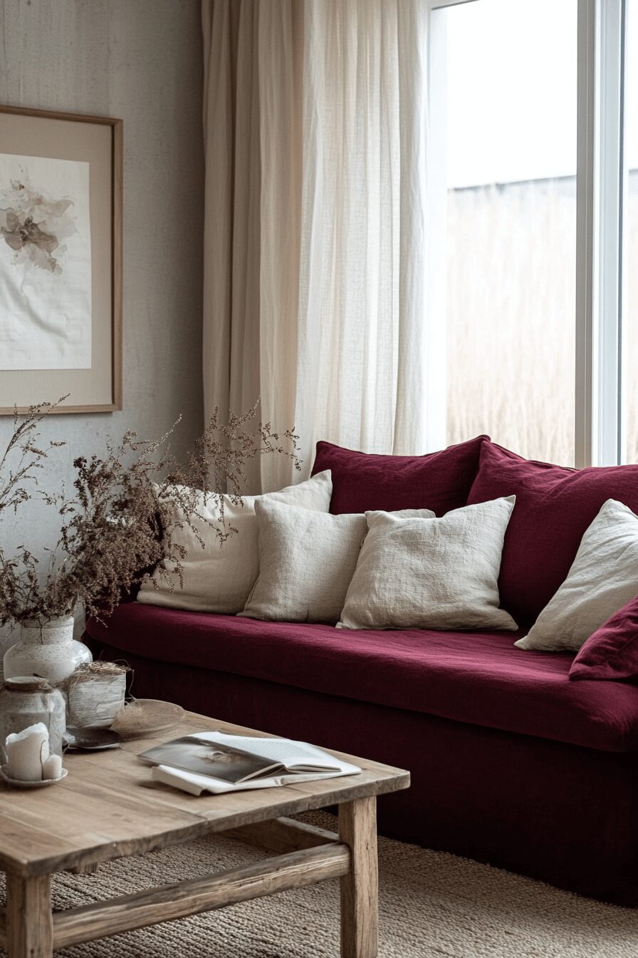 29 Burgundy Couch Living Room Ideas That Add Warmth and Style 7 burgundy couch living room