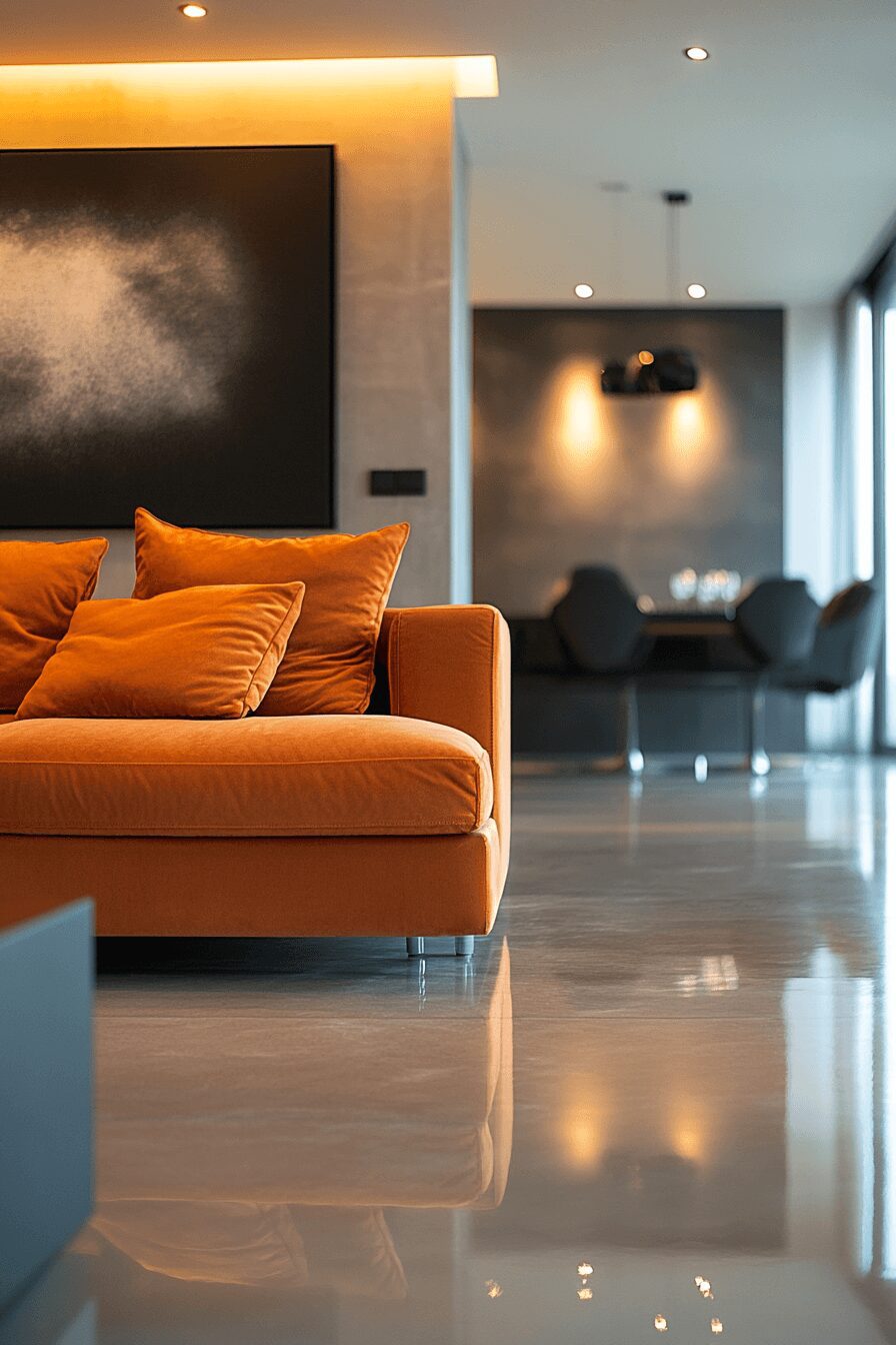 29 Orange Couch Living Room Inspirations That Make Your Space Pop 8 orange couch living room