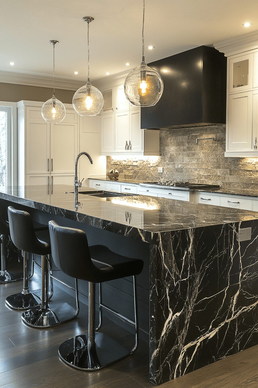29 Black Marble Countertops That Make a Bold Design Statement 8 black marble countertops