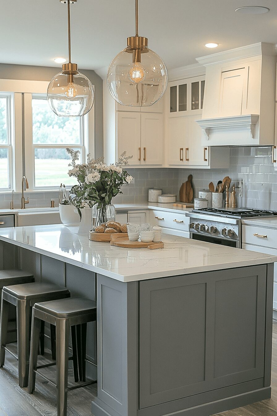 29 Grey and White Kitchen Cabinets That Create a Warm and Happy Kitchen 8 grey and white kitchen cabinets