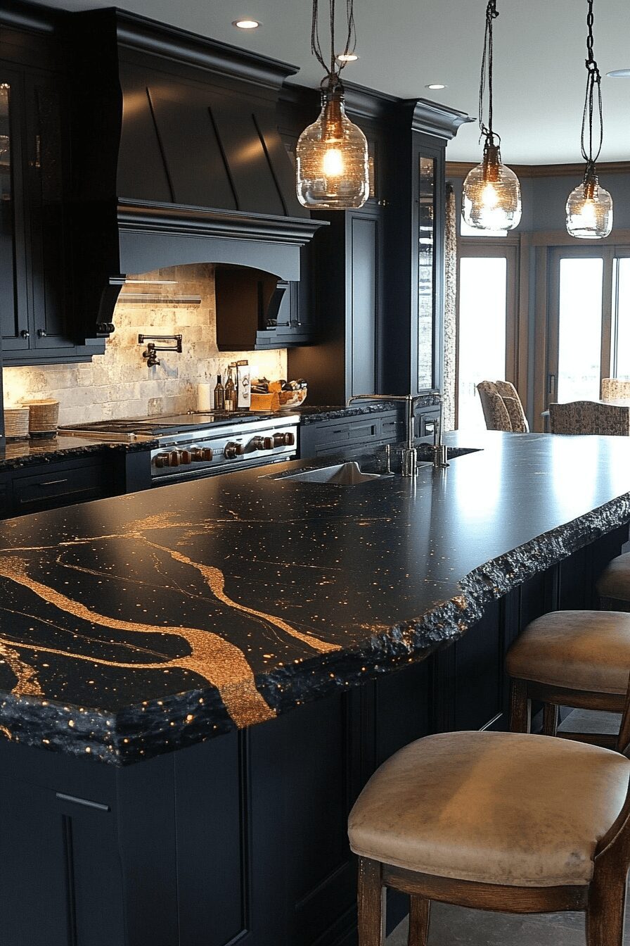 29 Black Marble Countertops That Make a Bold Design Statement 9 black marble countertops