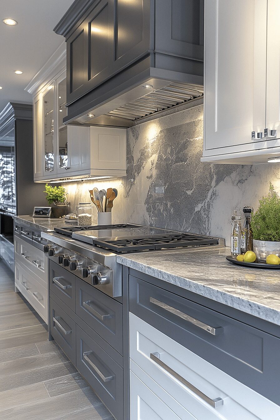 29 Grey and White Kitchen Cabinets That Create a Warm and Happy Kitchen 9 grey and white kitchen cabinets