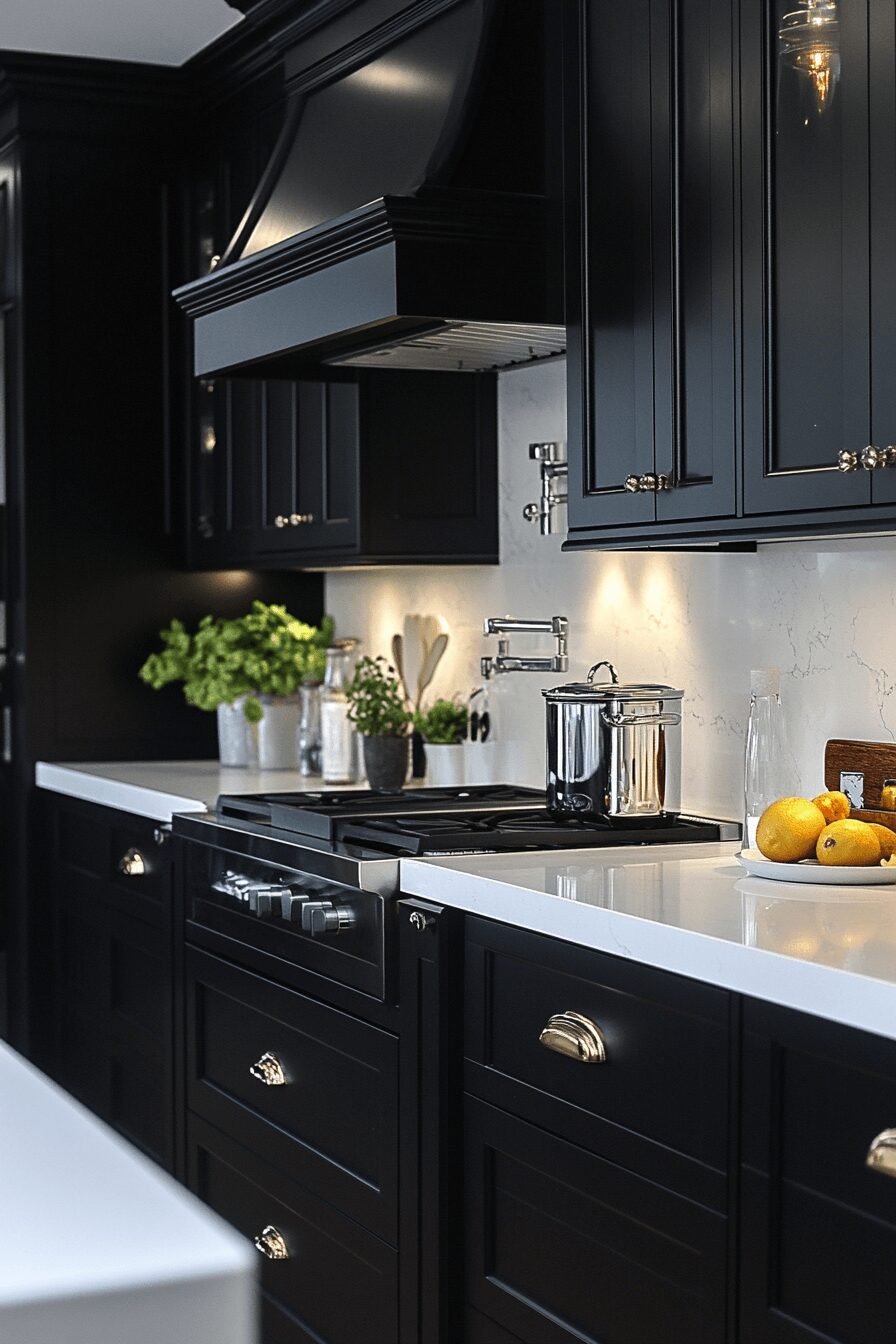 29 Black Cabinets White Countertops That Define Modern Perfection 9 black cabinets white countertops