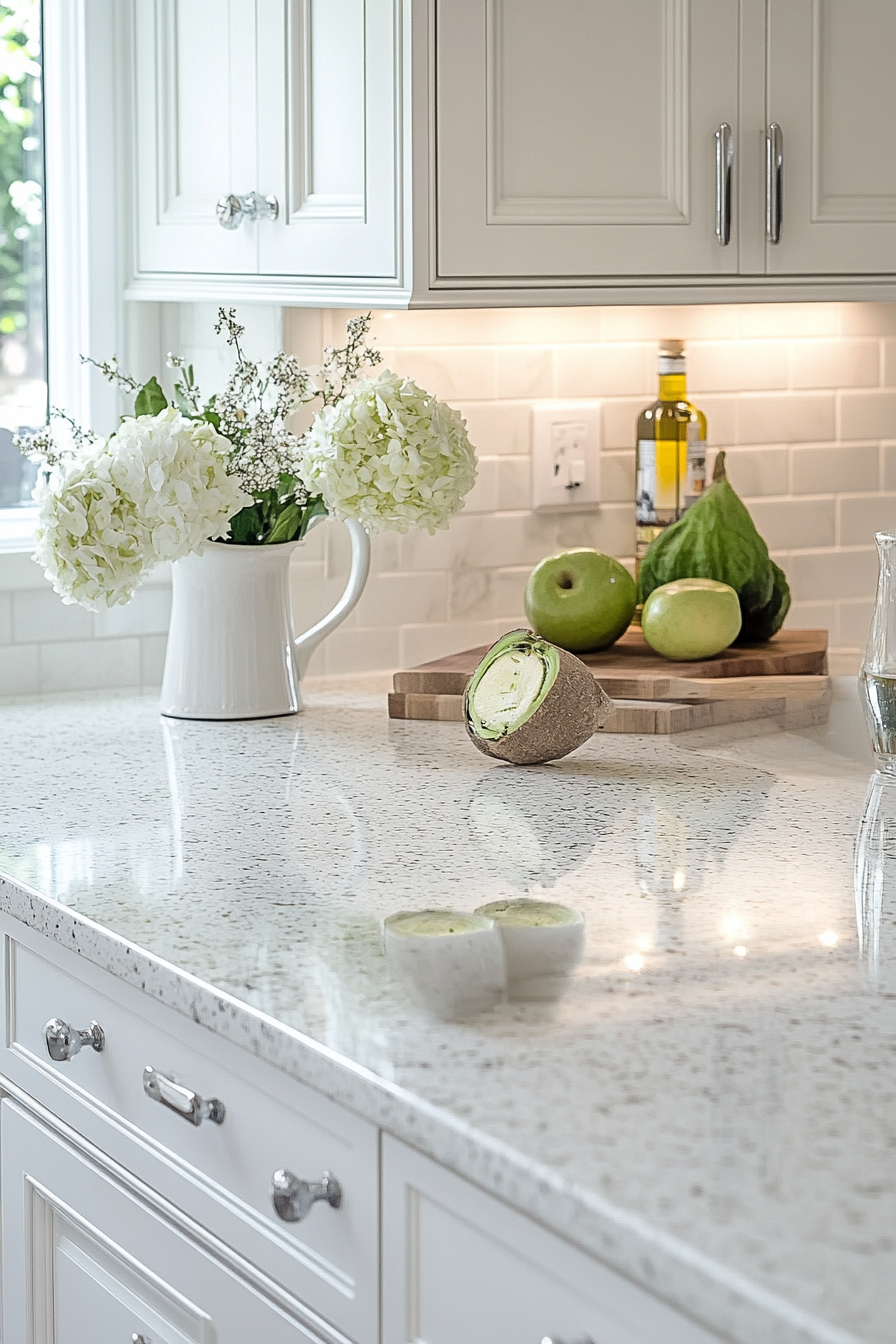 29 White Granite Countertops to Add Fresh Elegance to Your Home 5 white granite countertops