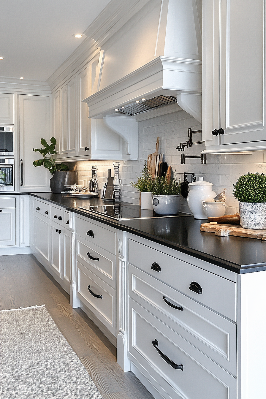 29 White Cabinets Black Countertops That Perfect the Classic Contrast Look 9 white cabinets black countertops
