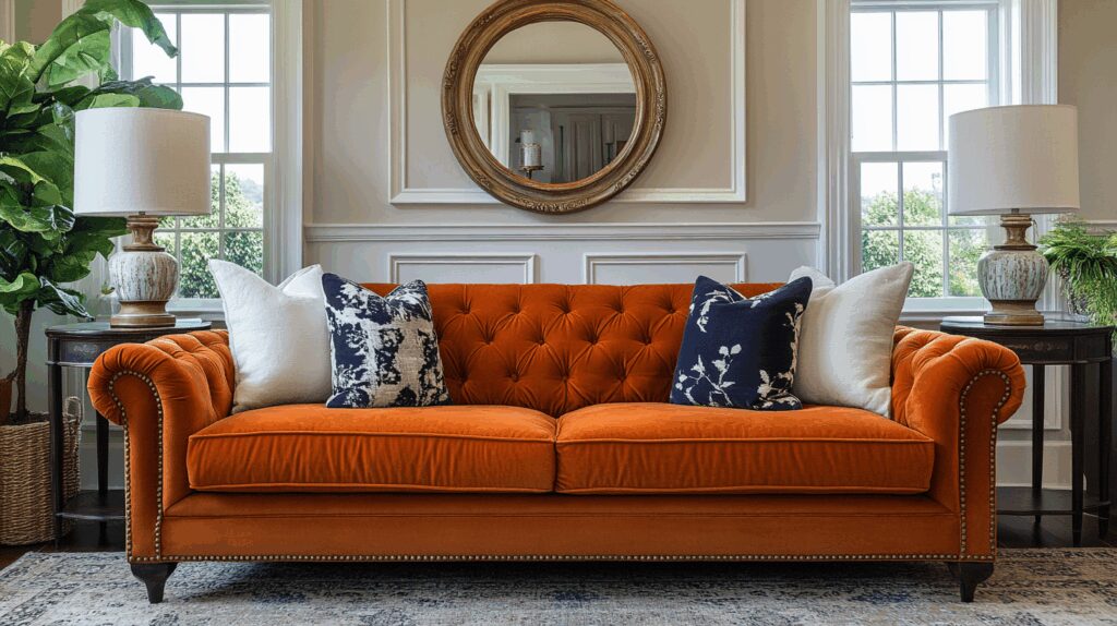 29 Rust Couch Living Room Ideas That Make Your Space Pop 9 rust couch living room ideas
