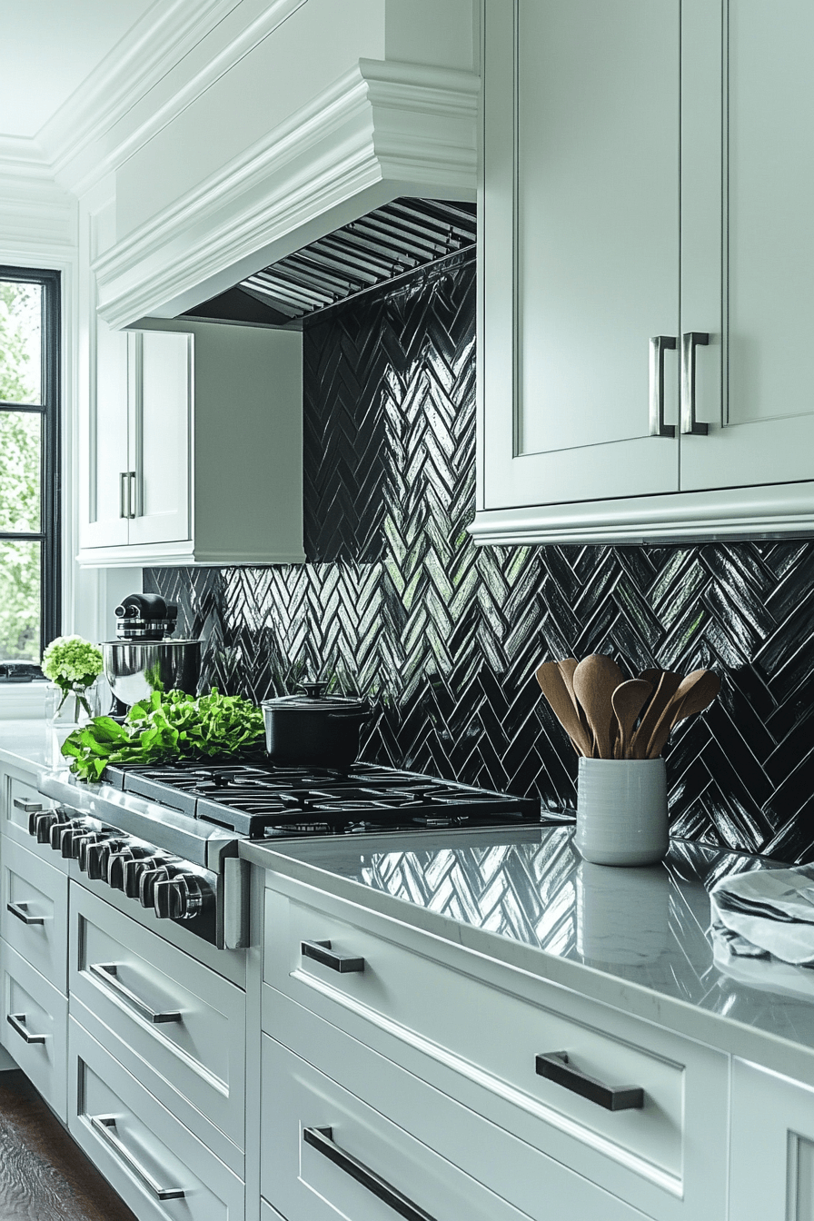 29 Herringbone Backsplash Ideas That Make Your Space Feel Inspired 12 herringbone backsplash