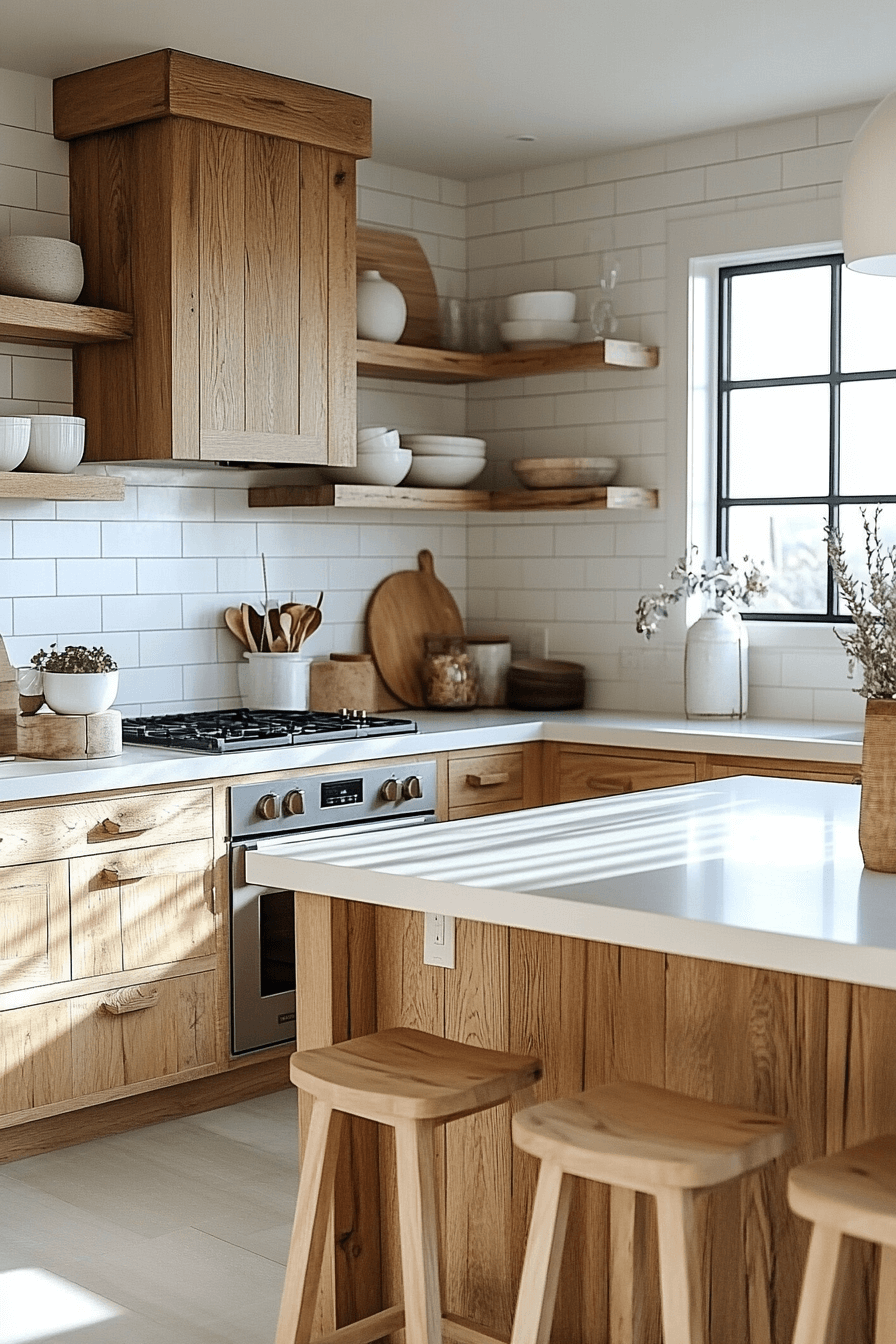 29 Oak Cabinets With White Countertops to Transform Kitchens With Pure Harmony 12 oak cabinets with white countertops