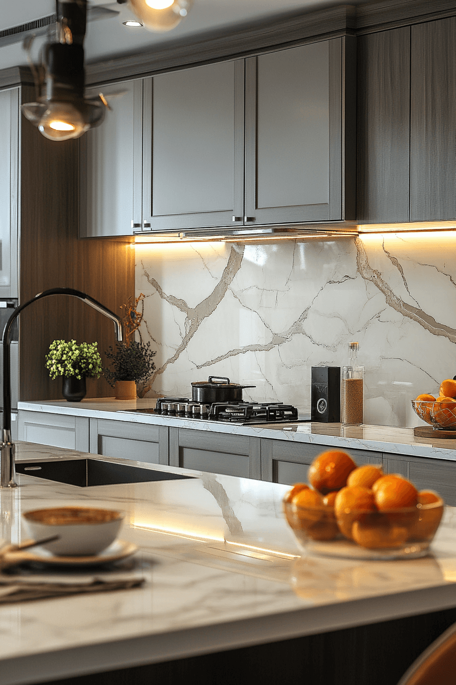 29 Marble Backsplash Inspirations To Create A Bright Modern Space 22 marble backsplash