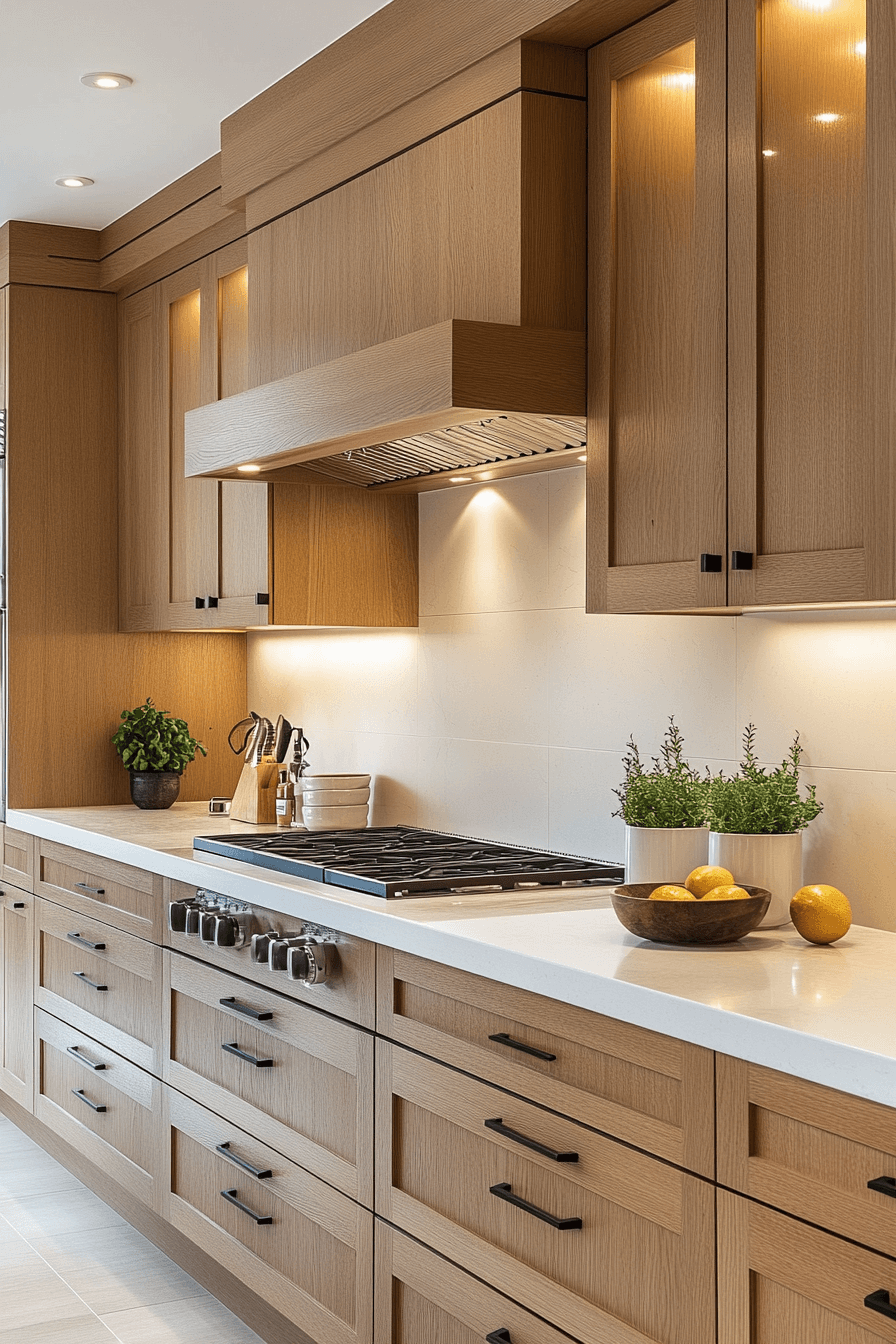 29 Oak Cabinets With White Countertops to Transform Kitchens With Pure Harmony 22 oak cabinets with white countertops