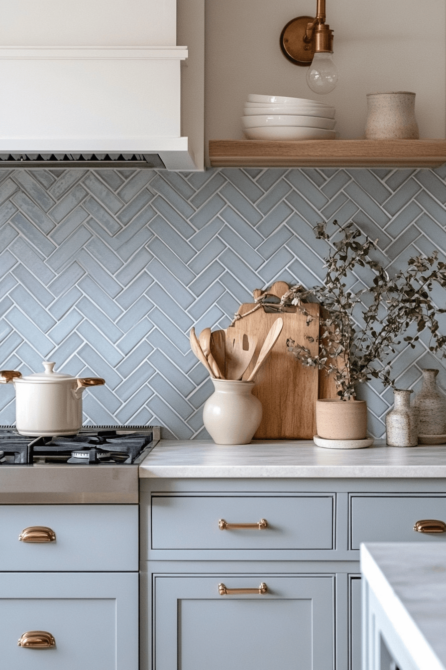 29 Herringbone Backsplash Ideas That Make Your Space Feel Inspired 22 herringbone backsplash
