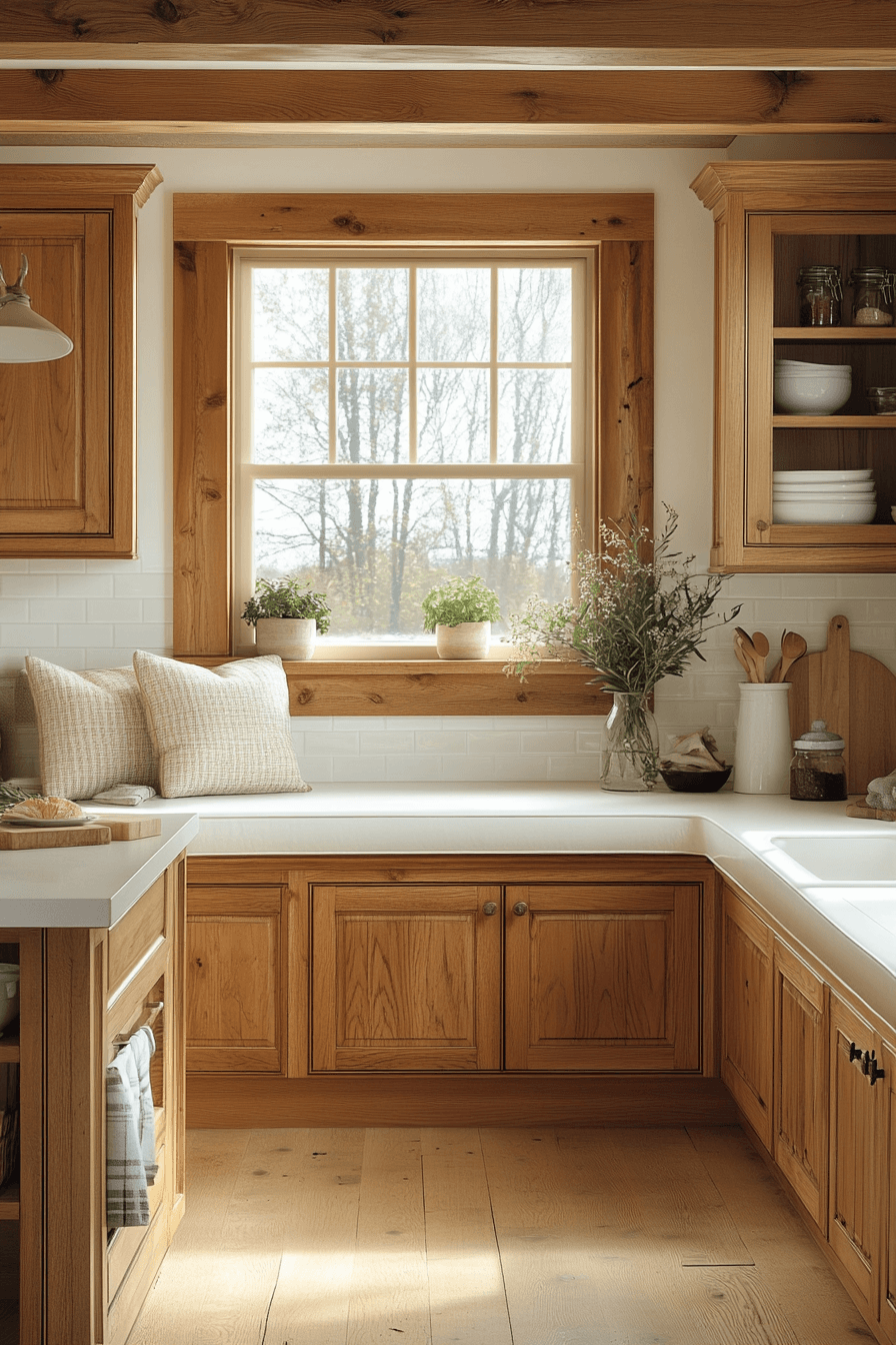 29 Oak Cabinets With White Countertops to Transform Kitchens With Pure Harmony 23 oak cabinets with white countertops