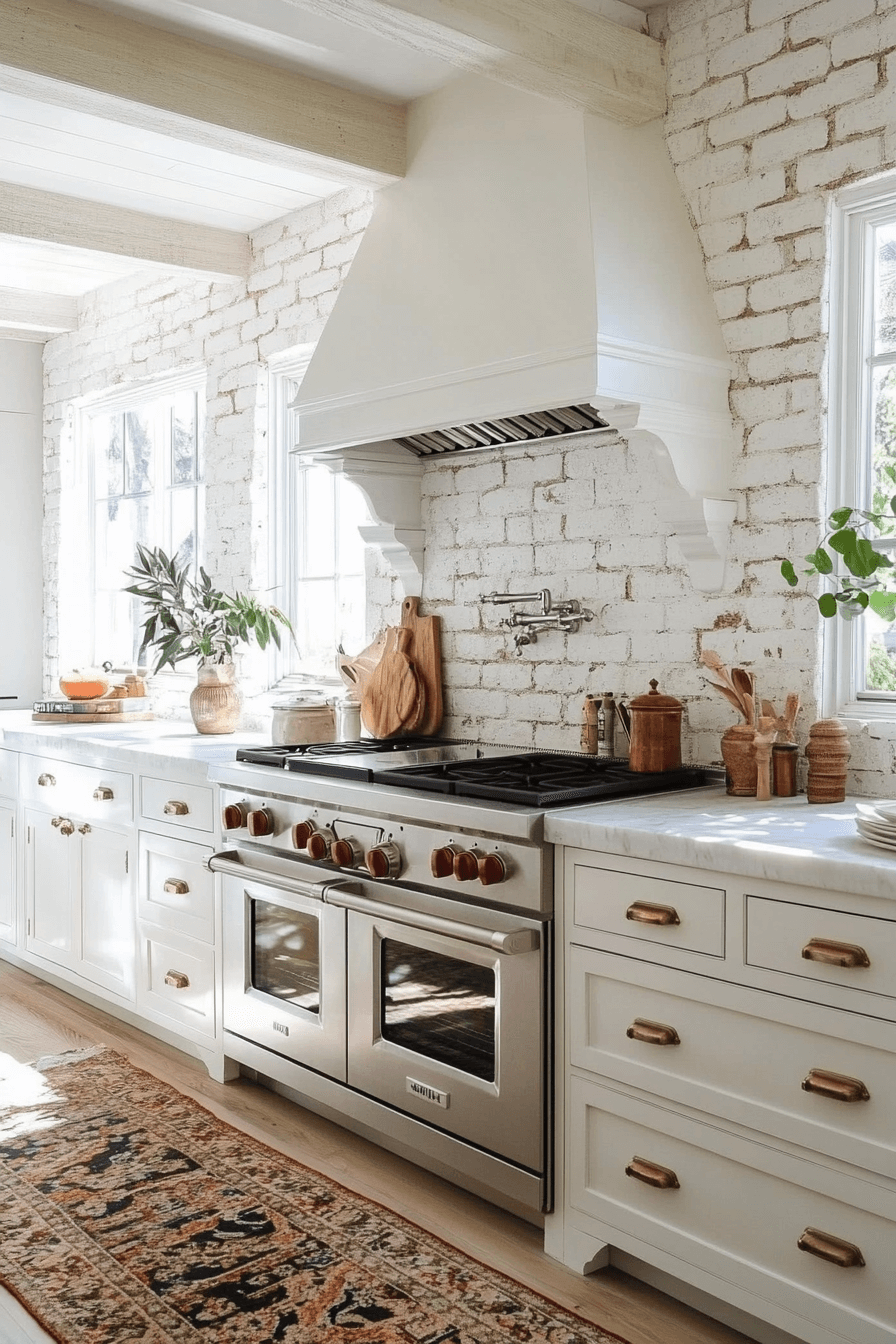 29 Brick Backsplash Kitchen Ideas That Capture Effortless Farmhouse Appeal 25 brick backsplash kitchen