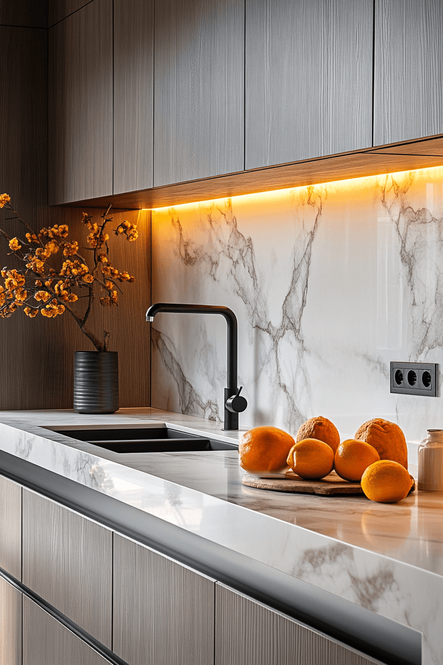 29 Marble Backsplash Inspirations To Create A Bright Modern Space 27 marble backsplash