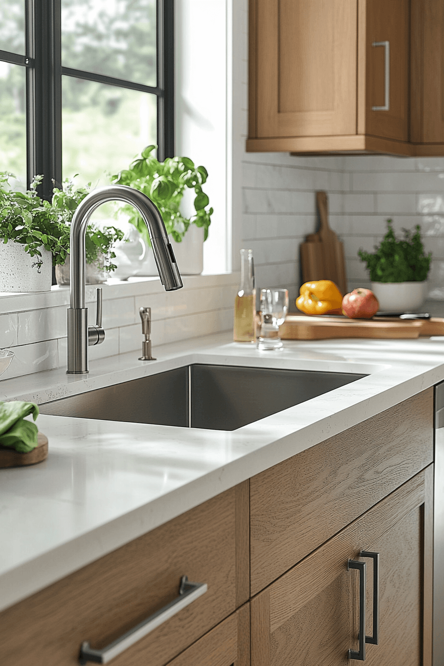 29 Oak Cabinets With White Countertops to Transform Kitchens With Pure Harmony 29 oak cabinets with white countertops