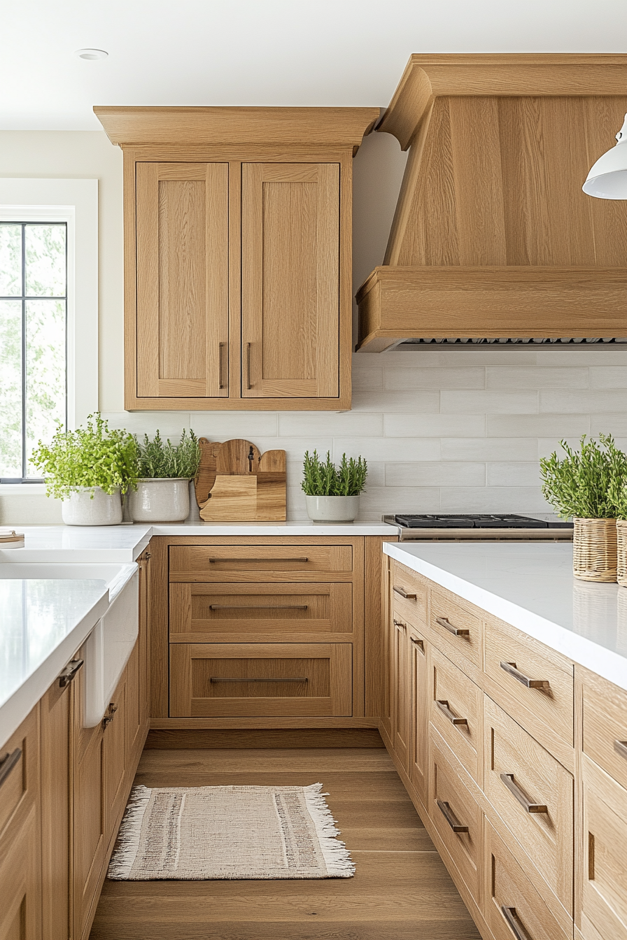 29 Oak Cabinets With White Countertops to Transform Kitchens With Pure Harmony 10 oak cabinets with white countertops