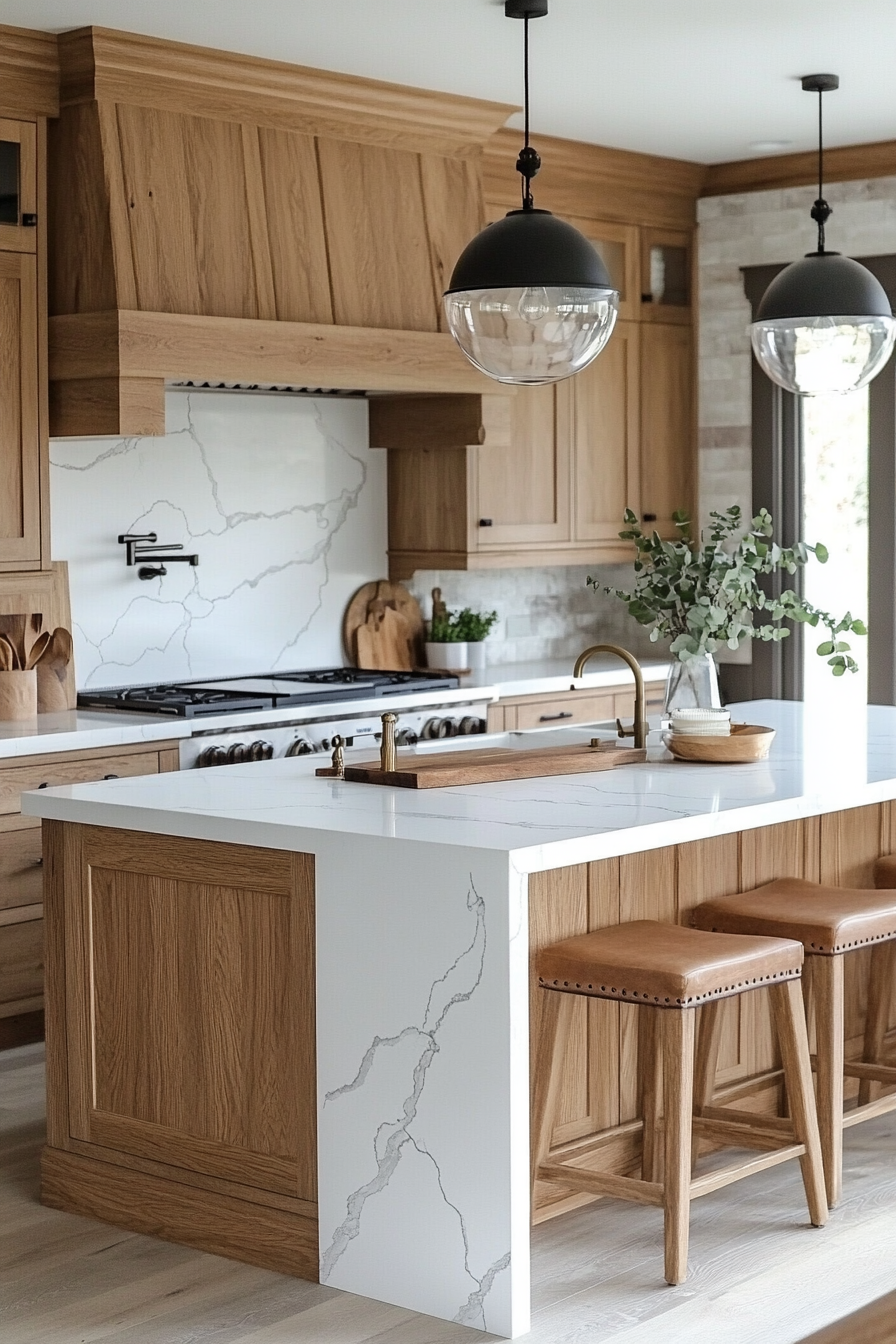 29 Oak Cabinets With White Countertops to Transform Kitchens With Pure Harmony 21 oak cabinets with white countertops