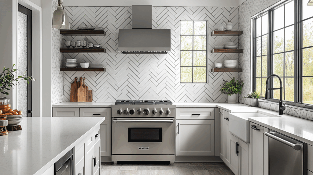 29 Herringbone Backsplash Ideas That Make Your Space Feel Inspired 6 herringbone backsplash