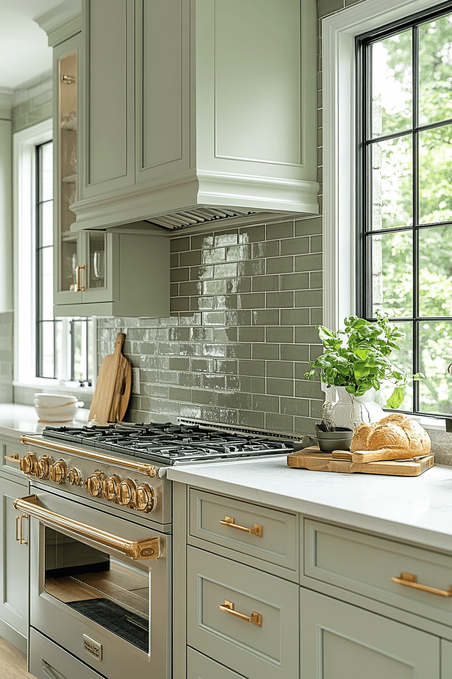 green backsplash kitchen