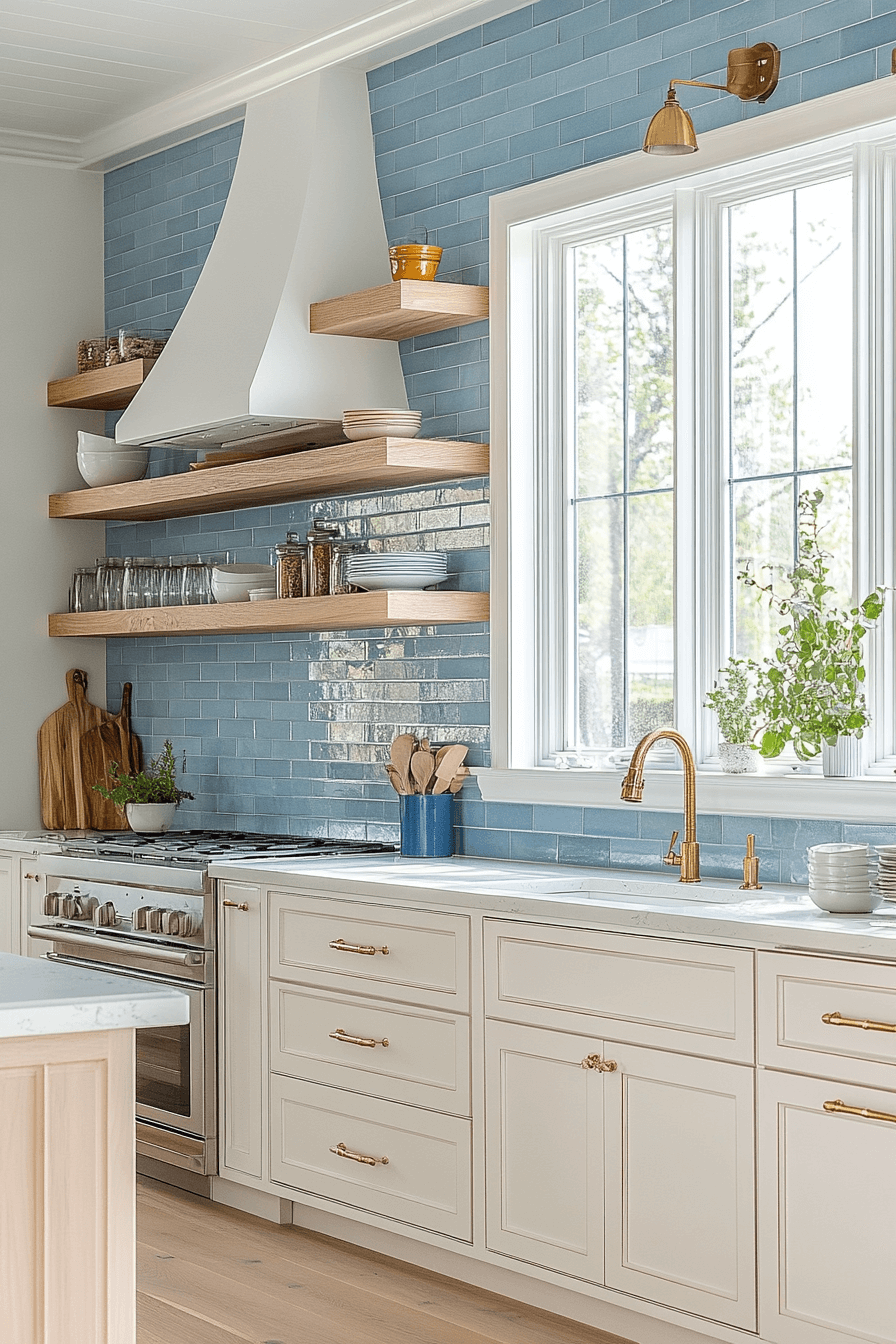 blue backsplash kitchen