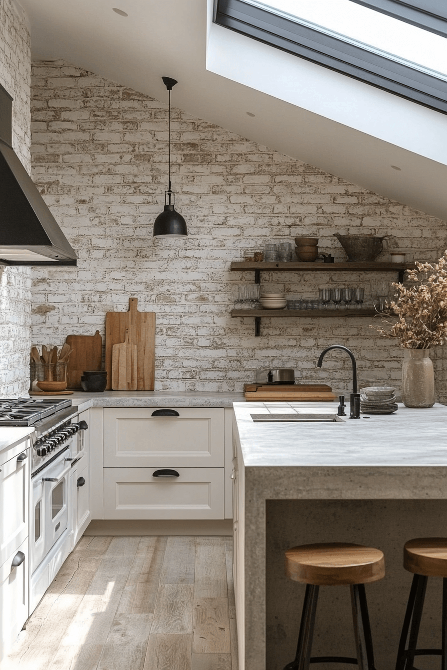 brick backsplash kitchen