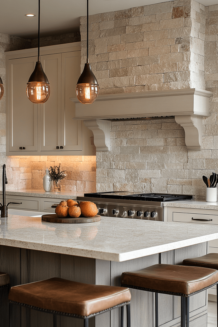 stone backsplash kitchen